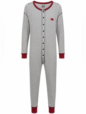 Lazy One Bear Cheeks Buffalo Plaid Butt Flap Pajama Onesie XL